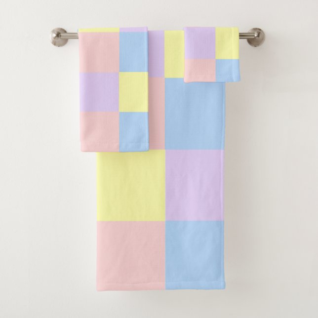 Pastel Spring Checkers Bath Towel Set (Insitu)