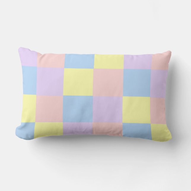 Pastel Spring Checkers Lumbar Cushion (Front)