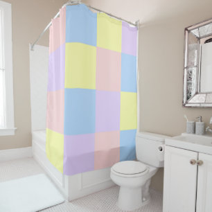 Pastel Spring Colour Checkers Shower Curtain