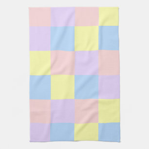 Pastel Spring Colour Checkers Tea Towel