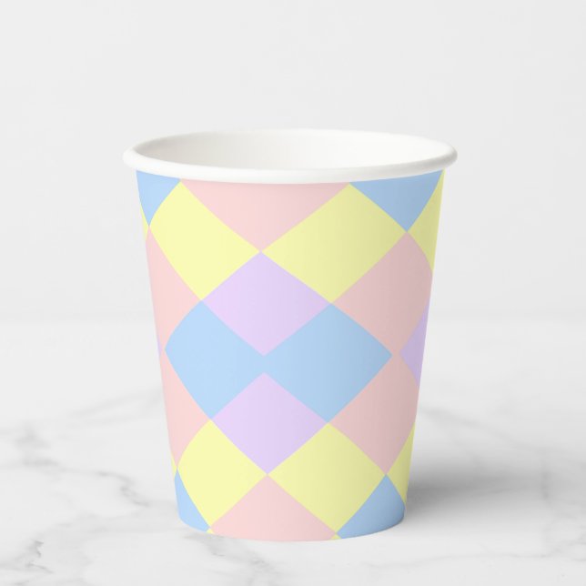 Pastel Spring Colours Argyle  Paper Cups (Front)