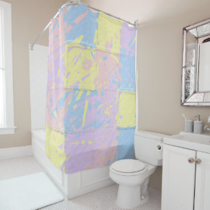 Pastel Spring Colours Paint Splatter Shower Curtain
