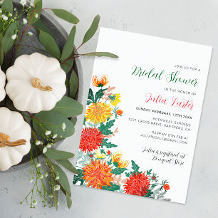 Pastel Spring Dahlia Floral Wreath Bridal Shower Invitation