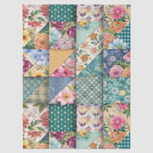 Pastel Spring Floral Patchwork Decoupage Paper