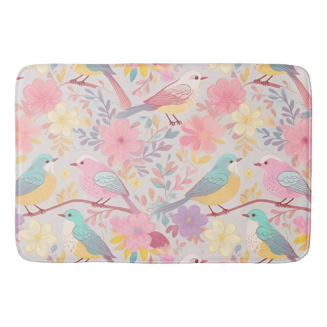 Pastel spring floral pattern 02 bath mat (Front)