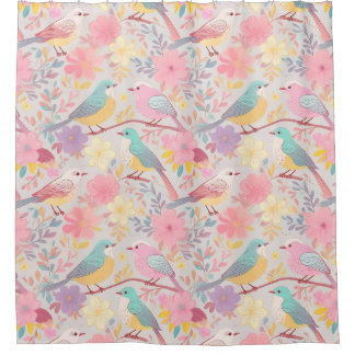 Pastel spring floral pattern 02 shower curtain