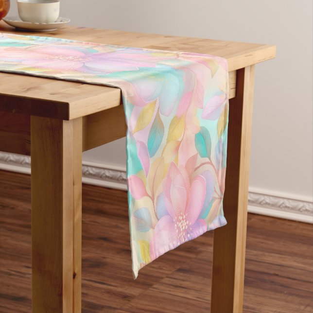 Pastel spring floral pattern 04 short table runner (In Situ)