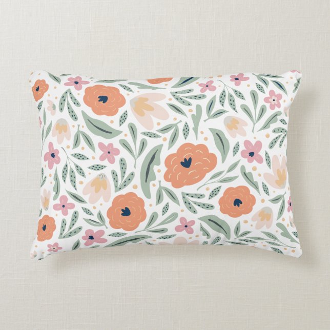 Pastel Spring Floral Pattern Decorative Cushion (Front)