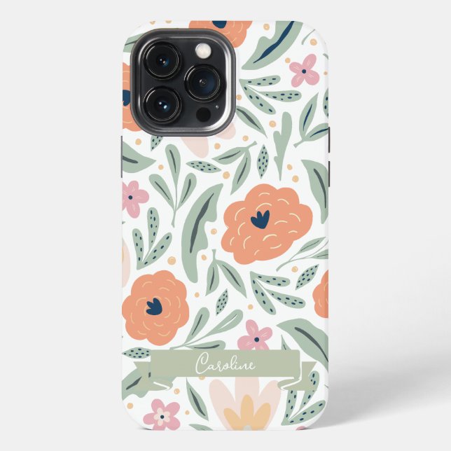 Pastel Spring Floral Pattern iPhone Case (Back)