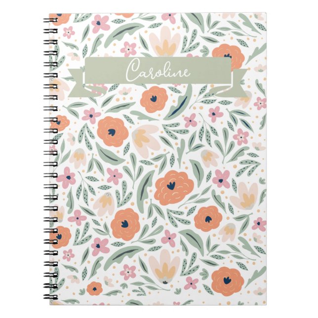 Pastel Spring Floral Pattern Notebook (Front)