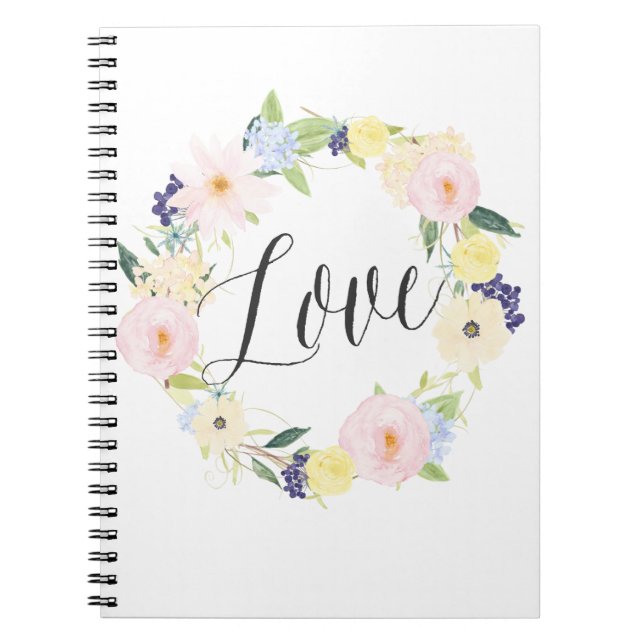 Pastel Spring Floral Wreath | Love Notebook (Front)