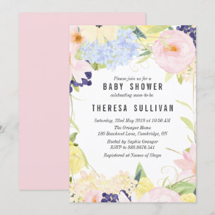 Pastel Spring Flowers Baby Shower Invitation