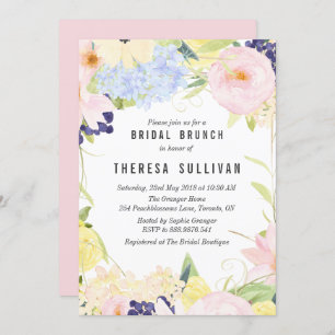 Pastel Spring Flowers Bridal Brunch Invitation