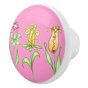 Pastel Spring Flowers Ceramic Knob