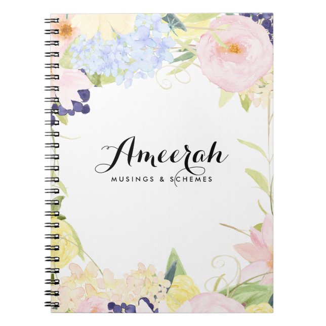 Pastel Spring Flowers Personalised Notebook (Front)