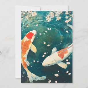 Pastel Spring Koi Blossom Holiday Card