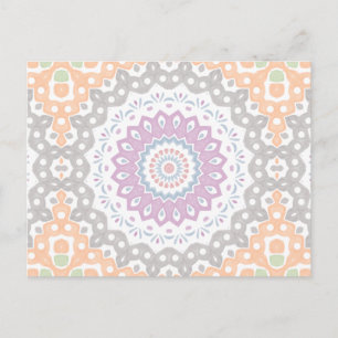 Pastel Spring Mandala Pattern in Soft Symmetry Postcard