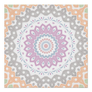Pastel Spring Mandala Pattern in Soft Symmetry Poster
