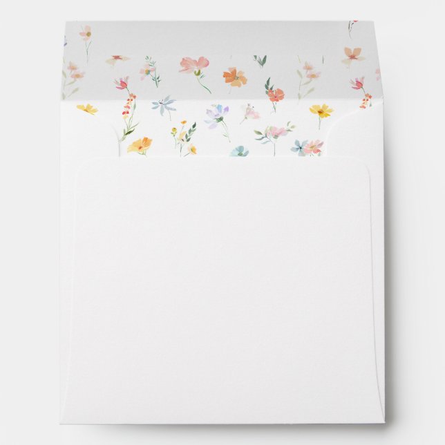 Pastel Spring Meadow Flower Wedding Square  Envelope (Back (Bottom))
