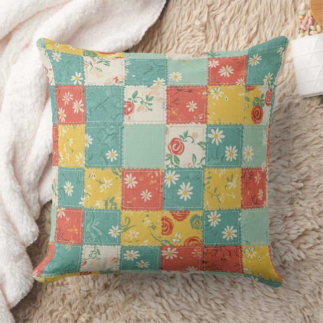 Pastel Spring Rose Pattern Cushion (Blanket)