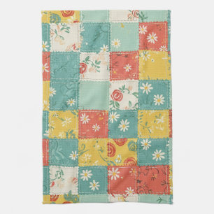 Pastel Spring Rose Pattern Tea Towel
