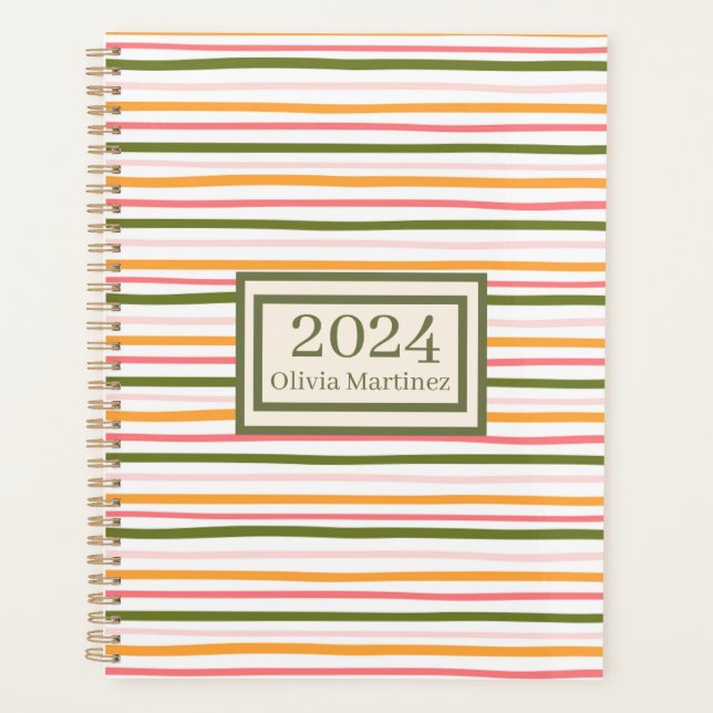 Pastel Spring Stripped Personalised Planner (Front)