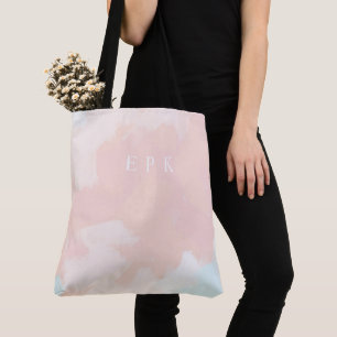 Pastel Springtime Monogram Tote Bag