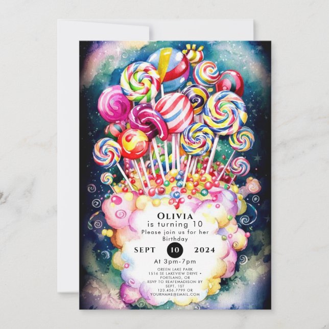 Pastel Sprinkle Candyland Birthday Invitation (Front)