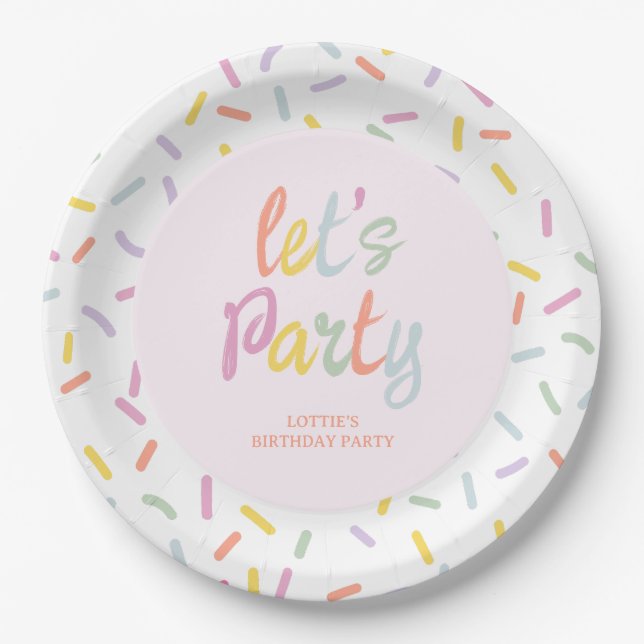 Pastel Sprinkles Birthday  Paper Plate (Front)
