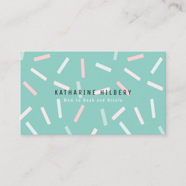 Pastel Sprinkles Mint Green Mummy Business Card (Front)