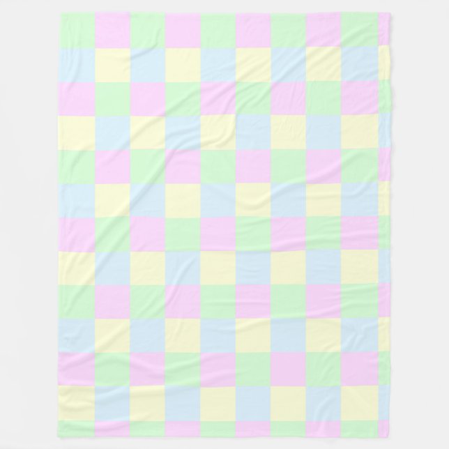 Pastel Squares Pattern Fleece Blanket (Front)