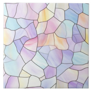 Pastel Stained Glass Ceramic Tile