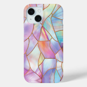 Pastel Stained Glass Gold Lines iPhone 15 Case