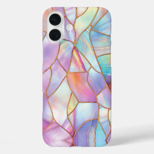 Pastel Stained Glass Gold Lines iPhone 16 Plus Case