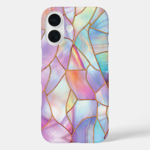 Pastel Stained Glass Gold Lines iPhone 16 Case