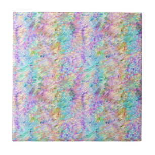 Pastel Stained Glass Rainbow Pattern Ceramic Tile