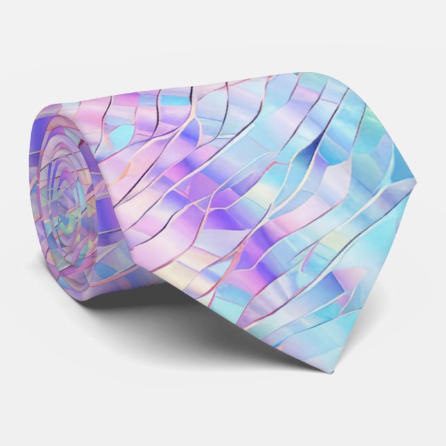 Pastel Stained Glass Rainbow Pattern Tie (Rolled)