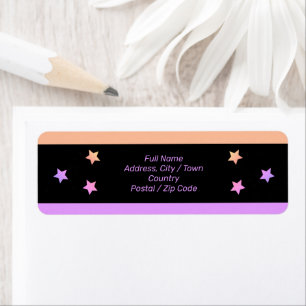 Pastel star accented return address label