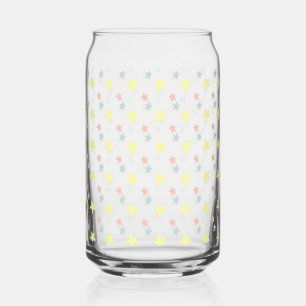 Pastel Star Printed Can Glass   Cute Colourful Sta