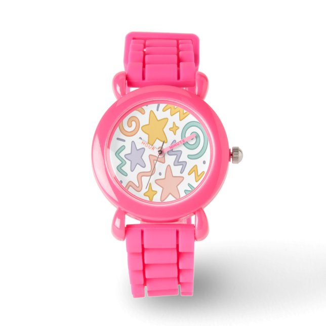 Pastel Starburst Doodles Watch (Front)
