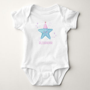 Pastel Starfish Girl 1st Birthday Under The Sea Baby Bodysuit