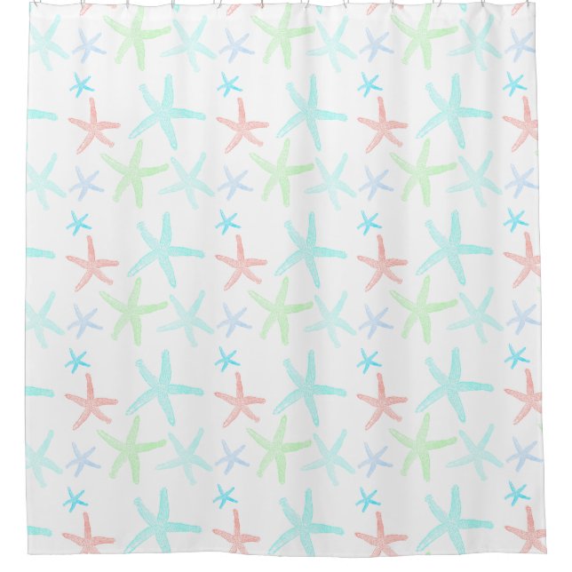Pastel Starfish Shower Curtain (Front)