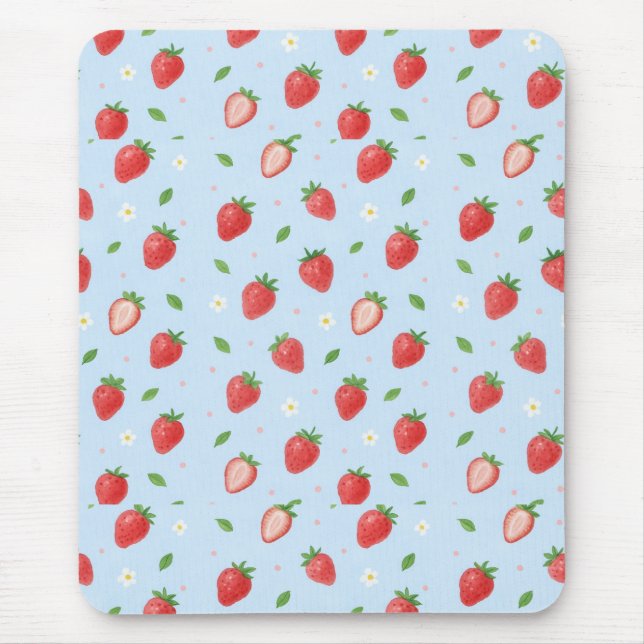 Pastel Strawberry Dreams Seamless Pattern Mouse Pad (Front)