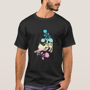 Pastel Stretching Cat With Roses Kitten T-Shirt