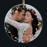 Pastel String Lights 1st Christmas As Mr & Mrs Ceramic Ornament<br><div class="desc">First Christmas As Mr & Mrs ornament with pastel string lights in red,  pink,  mint,  and yellow with a vintage swirly script on the other side personalised with the year.</div>