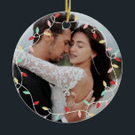 Pastel String Lights 1st Christmas As Mr & Mrs Ceramic Ornament<br><div class="desc">First Christmas As Mr & Mrs ornament with pastel string lights in red,  pink,  mint,  and yellow with a vintage swirly script on the other side personalised with the year.</div>