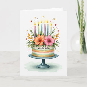 Pastel Stripe Birthday Card