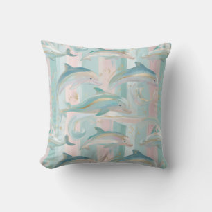 Pastel Stripe Dolphin Pattern Cushion