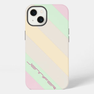 Pastel Stripe Minimalist Personalised Name iPhone 13 Case