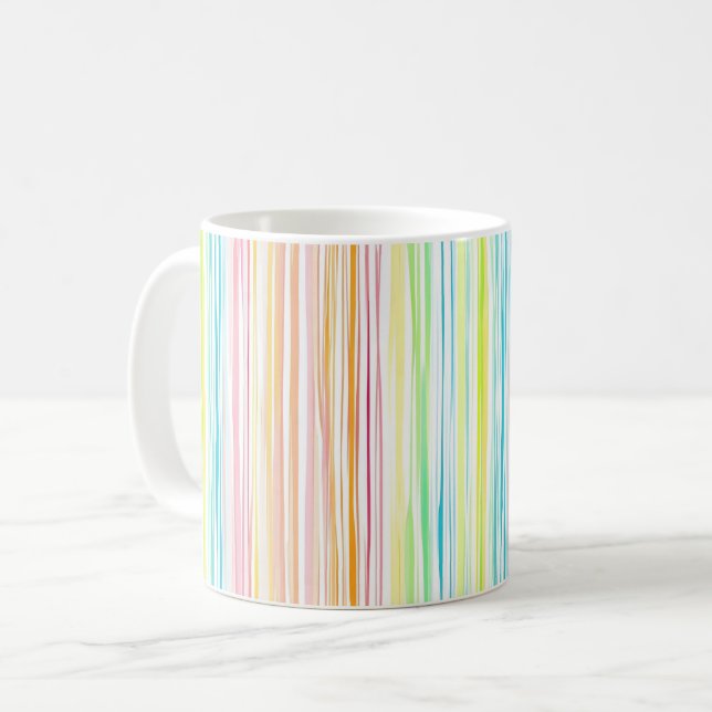 Pastel Stripe Pattern Colour Coffee Mug (Front Left)